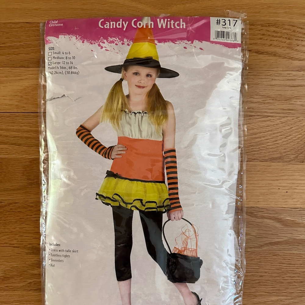 Candy Corn Witch Costume Girls Size Large Size 12-14 Halloween Costume